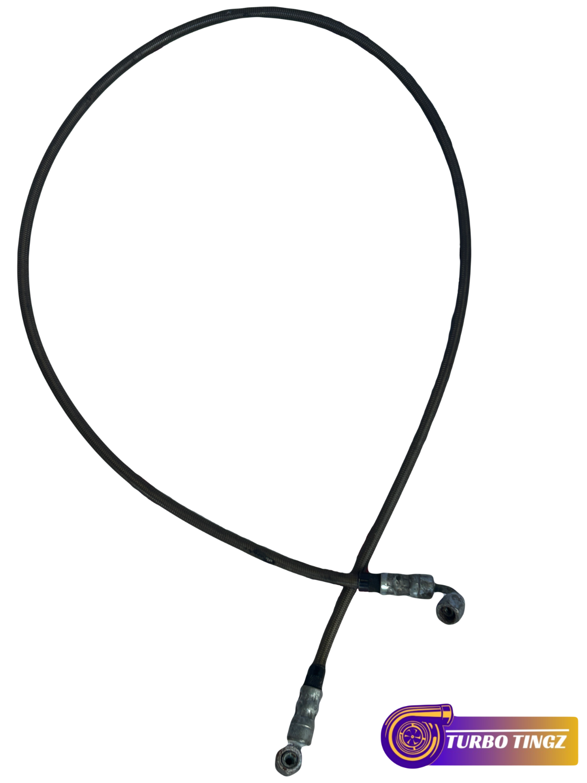 Turbo feed Hose PTFE Lined Coated Braided Stainless Long 3 AN Hose 90 degrees