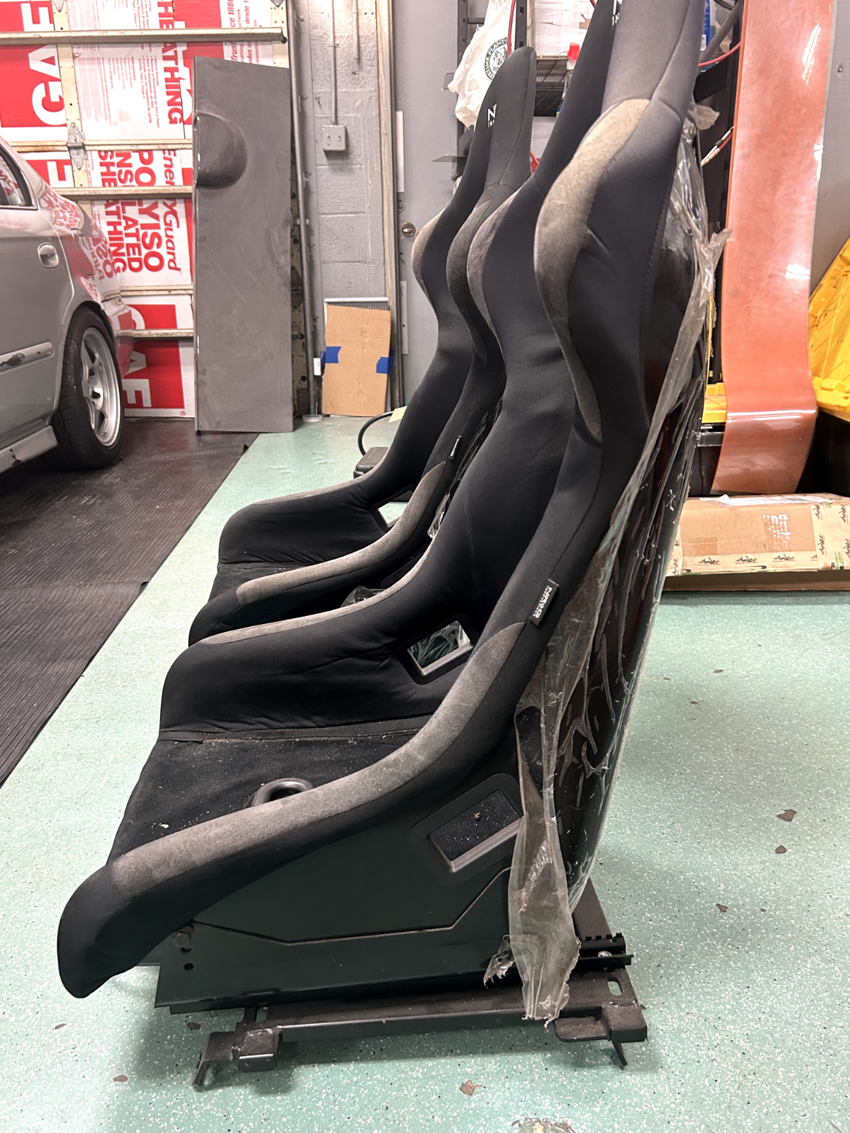 NRG FRP-301 FIBER GLASS BUCKET RACING SEAT+LUMBAR CUSHIONS