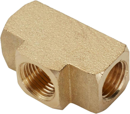 3/8 In-24 IFF Each End, 1/8 In NPT Female Center, Brass Adapter Tee 910-3183