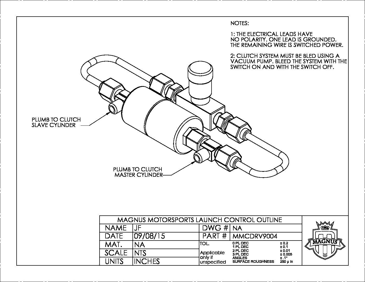 Magnus Universal Launch Control Device Clutch Release Valve MMCDRV9004 Standard