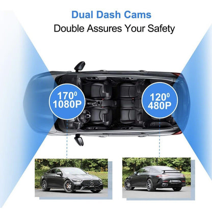 Dash Cam Front / Rear Dual w/ 32G SD Card, SILINTION Dash Camera 4 inch Dash